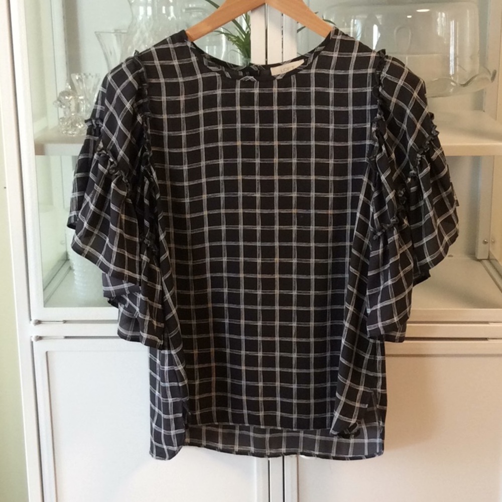 Black & White Check LOFT Outlet Small Shirt - Picture 1 of 8